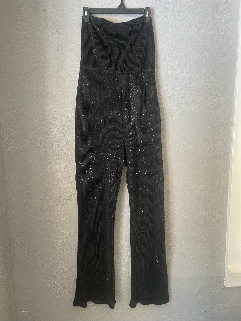 wild fable Black Strapless Sequin Jumpsuit